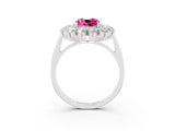 White gold Cushion Cut Halo Cluster Diamond Ring with Pave Band and Four-Prong Setting_15