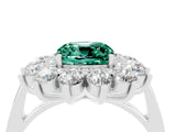 White gold Cushion Cut Halo Cluster Diamond Ring with Pave Band and Four-Prong Setting_16