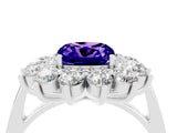 White gold Cushion Cut Halo Cluster Diamond Ring with Pave Band and Four-Prong Setting_16
