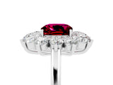 White gold Cushion Cut Halo Cluster Diamond Ring with Pave Band and Four-Prong Setting_17