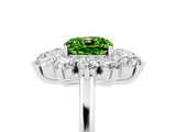 White gold Cushion Cut Halo Cluster Diamond Ring with Pave Band and Four-Prong Setting_17