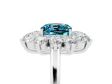 White gold Cushion Cut Halo Cluster Diamond Ring with Pave Band and Four-Prong Setting_17