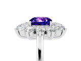 White gold Cushion Cut Halo Cluster Diamond Ring with Pave Band and Four-Prong Setting_17