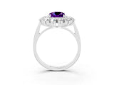White gold Cushion Cut Halo Cluster Diamond Ring with Pave Band and Four-Prong Setting_17