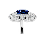 White gold Cushion Cut Halo Cluster Diamond Ring with Pave Band and Four-Prong Setting_18