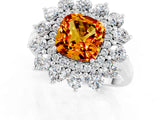 White gold Cushion Cut Halo Cluster Diamond Ring with Pave Band and Four-Prong Setting_1