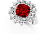 White gold Cushion Cut Halo Cluster Diamond Ring with Pave Band and Four-Prong Setting_23