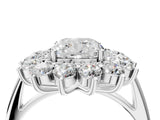 White gold Cushion Cut Halo Cluster Diamond Ring with Pave Band and Four-Prong Setting_23