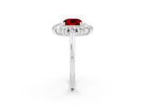 White gold Cushion Cut Halo Cluster Diamond Ring with Pave Band and Four-Prong Setting_24