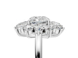 White gold Cushion Cut Halo Cluster Diamond Ring with Pave Band and Four-Prong Setting_24