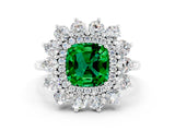 White gold Cushion Cut Halo Cluster Diamond Ring with Pave Band and Four-Prong Setting_24