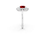 White gold Cushion Cut Halo Cluster Diamond Ring with Pave Band and Four-Prong Setting_26