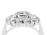 White gold Cushion Cut Halo Cluster Diamond Ring with Pave Band and Four-Prong Setting_28