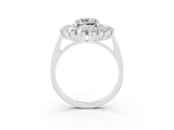 White gold Cushion Cut Halo Cluster Diamond Ring with Pave Band and Four-Prong Setting_28