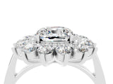 White gold Cushion Cut Halo Cluster Diamond Ring with Pave Band and Four-Prong Setting_28