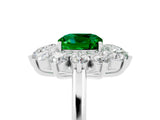 White gold Cushion Cut Halo Cluster Diamond Ring with Pave Band and Four-Prong Setting_29