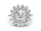 White gold Cushion Cut Halo Cluster Diamond Ring with Pave Band and Four-Prong Setting_7