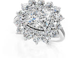 White gold Cushion Cut Halo Cluster Diamond Ring with Pave Band and Four-Prong Setting_8