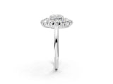 White gold Cushion Cut Halo Cluster Diamond Ring with Pave Band and Four-Prong Setting_9