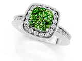 White gold Cushion Cut Halo Diamond Engagement Ring with Milgrain Pave Band and Four-Prong Setting_1