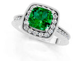 White gold Cushion Cut Halo Diamond Engagement Ring with Milgrain Pave Band and Four-Prong Setting_25