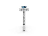 White gold Cushion Cut Halo Diamond Engagement Ring with Milgrain Pave Band and Four-Prong Setting_26