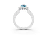 White gold Cushion Cut Halo Diamond Engagement Ring with Milgrain Pave Band and Four-Prong Setting_27