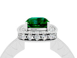 White gold Cushion Cut Halo Diamond Engagement Ring with Milgrain Pave Band and Four-Prong Setting_28