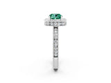 White gold Cushion Cut Halo Diamond Engagement Ring with Milgrain Pave Band and Four-Prong Setting_2