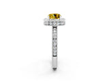 White gold Cushion Cut Halo Diamond Engagement Ring with Milgrain Pave Band and Four-Prong Setting_2