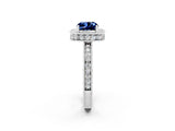 White gold Cushion Cut Halo Diamond Engagement Ring with Milgrain Pave Band and Four-Prong Setting_2
