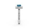 White gold Cushion Cut Halo Diamond Engagement Ring with Milgrain Pave Band and Four-Prong Setting_2