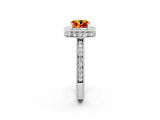 White gold Cushion Cut Halo Diamond Engagement Ring with Milgrain Pave Band and Four-Prong Setting_2