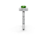 White gold Cushion Cut Halo Diamond Engagement Ring with Milgrain Pave Band and Four-Prong Setting_2