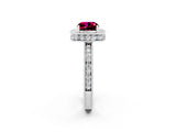 White gold Cushion Cut Halo Diamond Engagement Ring with Milgrain Pave Band and Four-Prong Setting_2