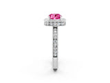 White gold Cushion Cut Halo Diamond Engagement Ring with Milgrain Pave Band and Four-Prong Setting_2