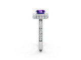 White gold Cushion Cut Halo Diamond Engagement Ring with Milgrain Pave Band and Four-Prong Setting_2
