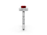 White gold Cushion Cut Halo Diamond Engagement Ring with Milgrain Pave Band and Four-Prong Setting_2