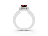 White gold Cushion Cut Halo Diamond Engagement Ring with Milgrain Pave Band and Four-Prong Setting_3