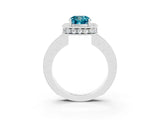 White gold Cushion Cut Halo Diamond Engagement Ring with Milgrain Pave Band and Four-Prong Setting_3