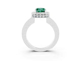 White gold Cushion Cut Halo Diamond Engagement Ring with Milgrain Pave Band and Four-Prong Setting_3