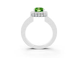 White gold Cushion Cut Halo Diamond Engagement Ring with Milgrain Pave Band and Four-Prong Setting_3