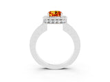 White gold Cushion Cut Halo Diamond Engagement Ring with Milgrain Pave Band and Four-Prong Setting_3