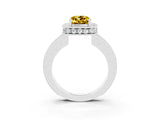 White gold Cushion Cut Halo Diamond Engagement Ring with Milgrain Pave Band and Four-Prong Setting_3