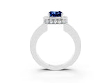 White gold Cushion Cut Halo Diamond Engagement Ring with Milgrain Pave Band and Four-Prong Setting_3