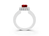 White gold Cushion Cut Halo Diamond Engagement Ring with Milgrain Pave Band and Four-Prong Setting_3