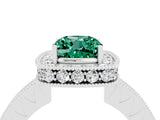 White gold Cushion Cut Halo Diamond Engagement Ring with Milgrain Pave Band and Four-Prong Setting_4