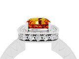 White gold Cushion Cut Halo Diamond Engagement Ring with Milgrain Pave Band and Four-Prong Setting_4