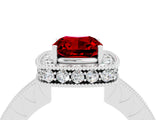 White gold Cushion Cut Halo Diamond Engagement Ring with Milgrain Pave Band and Four-Prong Setting_4