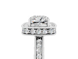 White gold Cushion Cut Halo Diamond Engagement Ring with Milgrain Pave Band and Four-Prong Setting_5